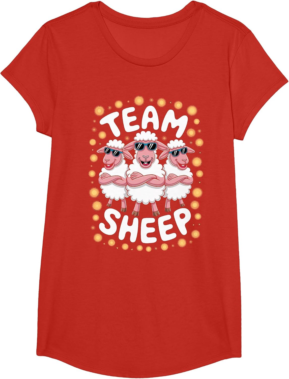 Team Sheep Funny Cool Animal Theme Herd Farmer Humor Farm T-Shirt - Girls Red