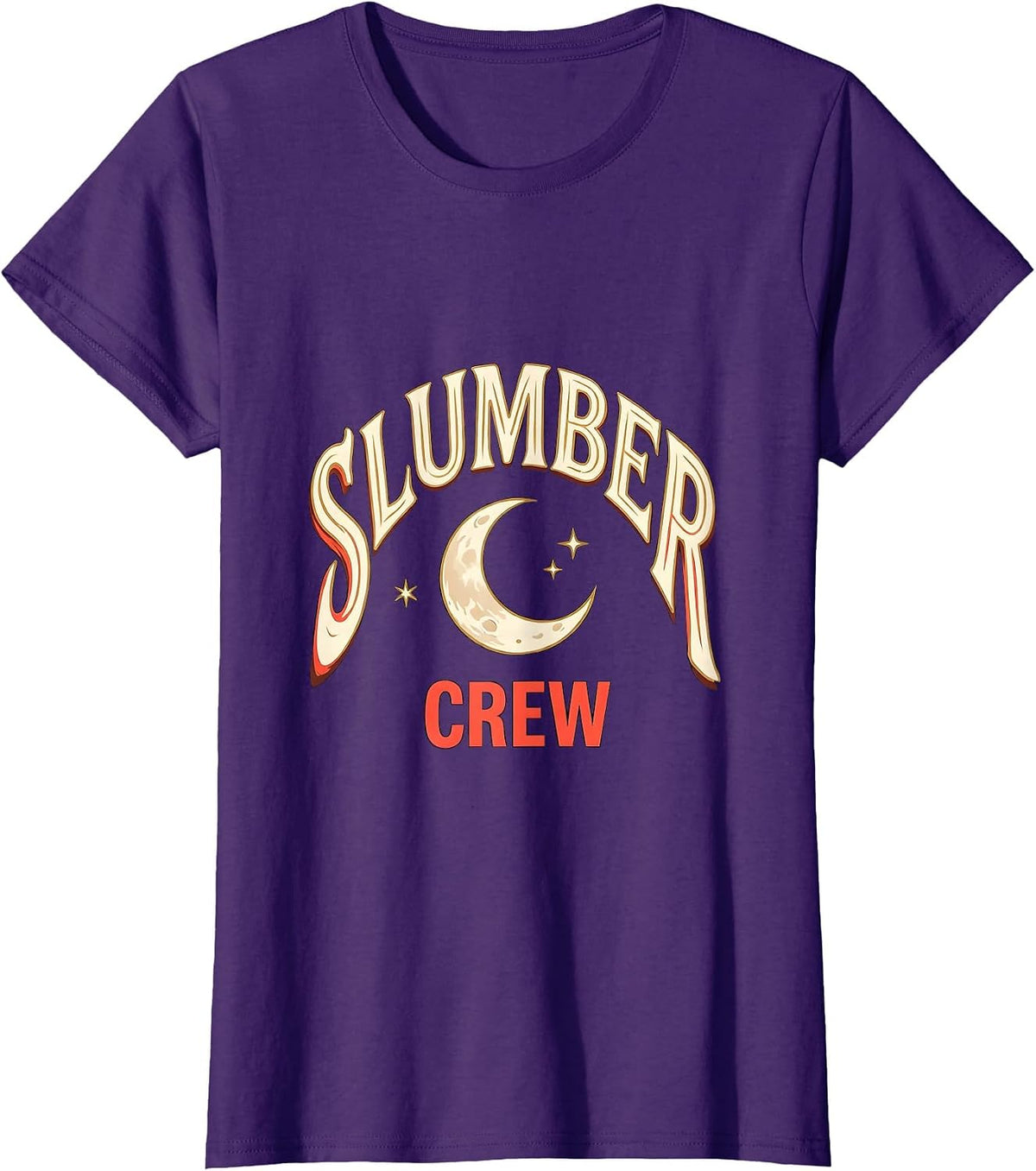 Women's Slumber Crew Sign Painter Showcard Sleepover Squad Matching T-Shirt - Purple