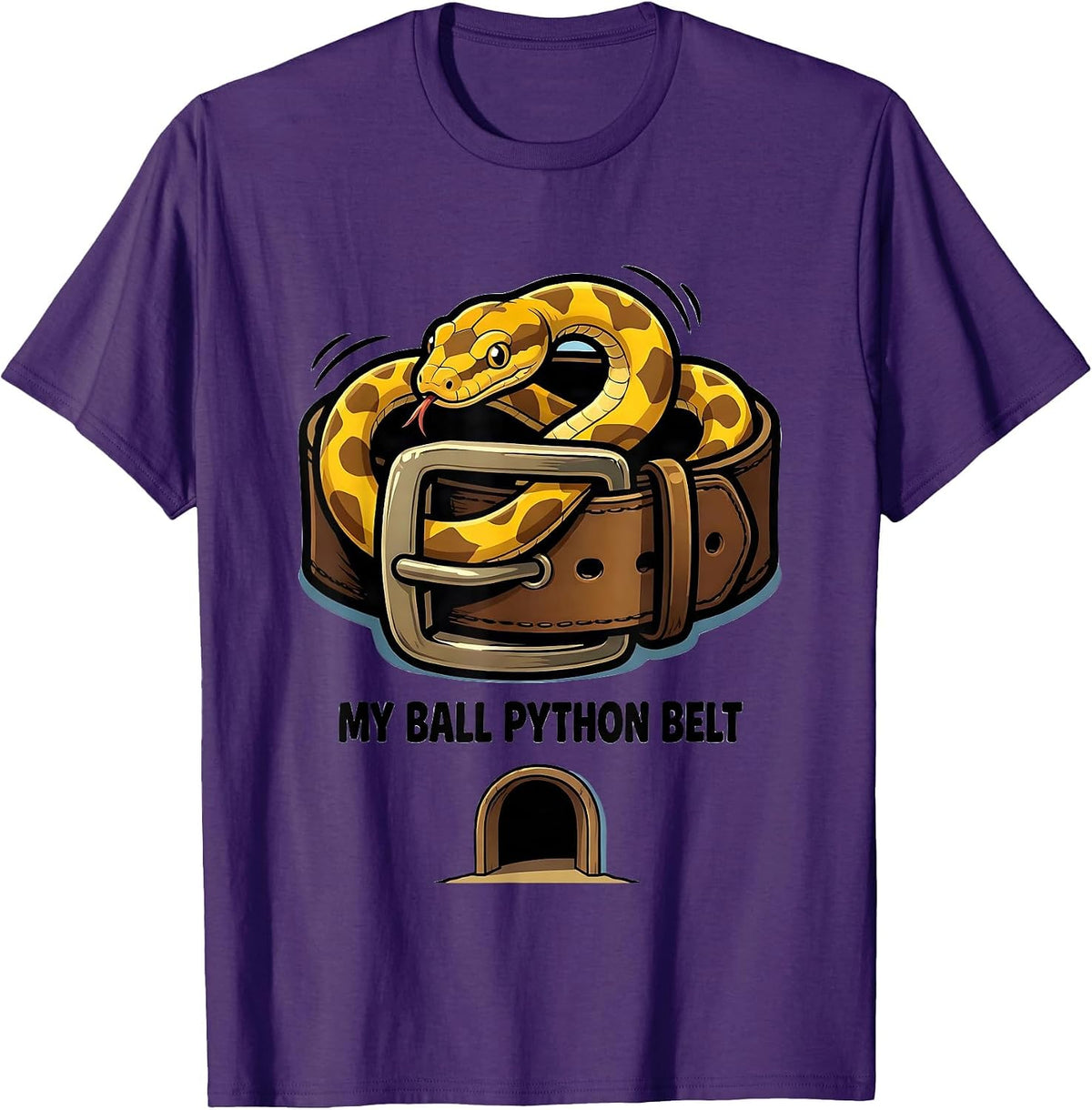 Men's My Ball Python Belt Cartoon Reptile Lover Snake Humor T-Shirt - Purple