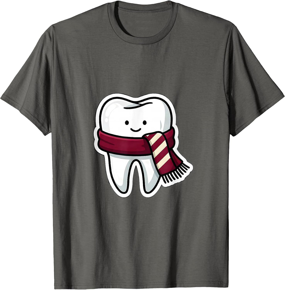 Men's Broad Tooth Cranberry Scarf Dental Team Christmas Humor T-Shirt - Asphalt Grey