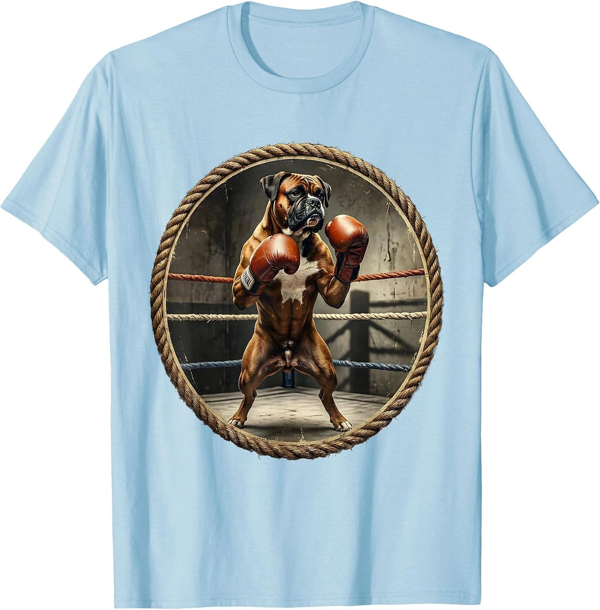 Men's Boxer Dog Shadow Boxing Gym Corner Graphic T-Shirt - Baby Blue