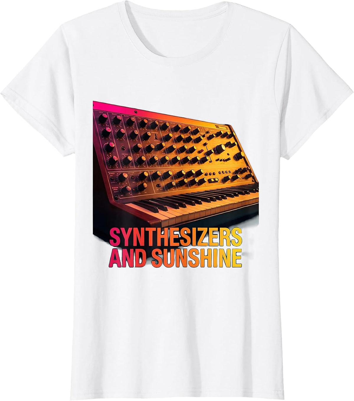 Synthesizers and Sunshine Retro 80s Design T-Shirt - White