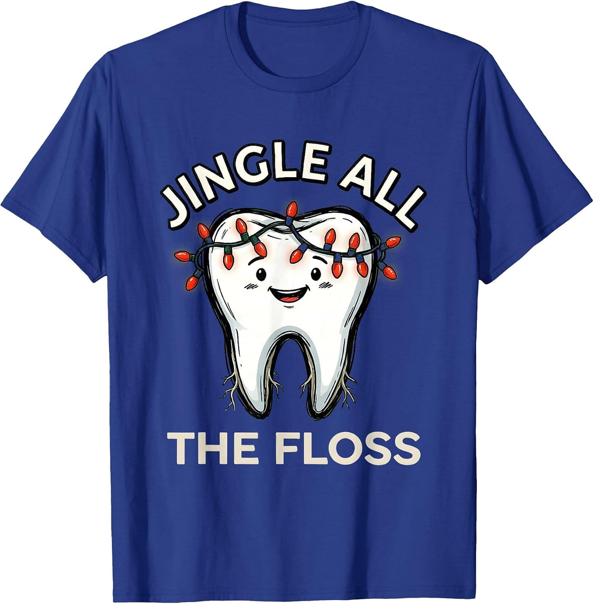 Men's Jingle All the Floss Funny Dental Christmas Dentist Team T-Shirt - Royal Blue
