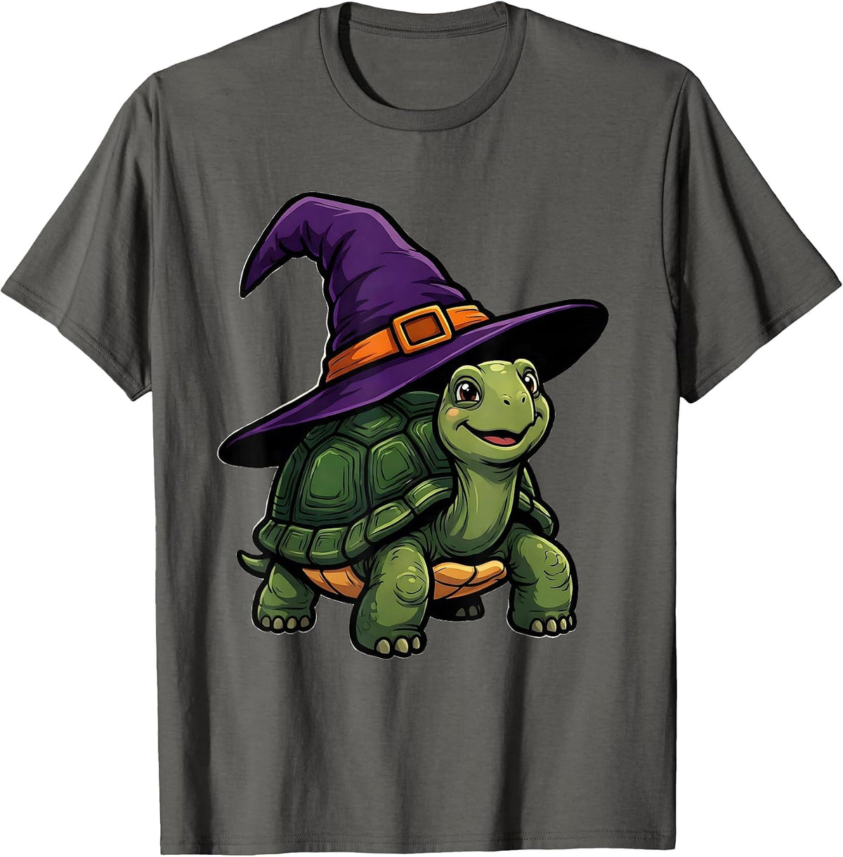 Cheerful Tortoise Cartoon Halloween Costume T-Shirt - Asphalt Grey