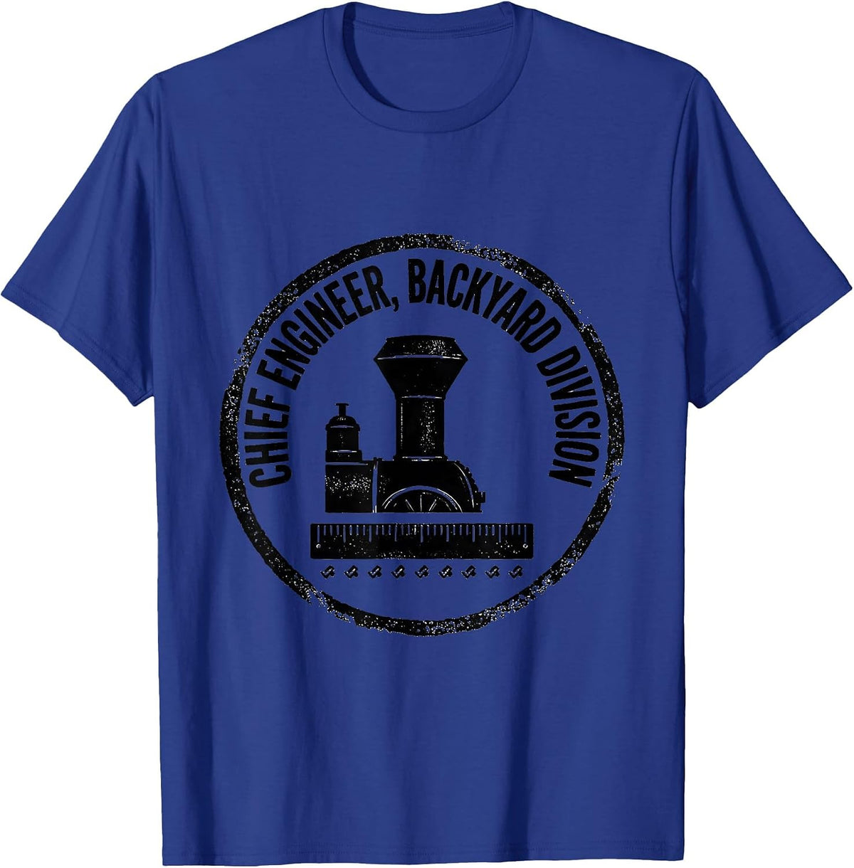 Chief Engineer Backyard Division Vintage Steam Train T-Shirt - Royal Blue