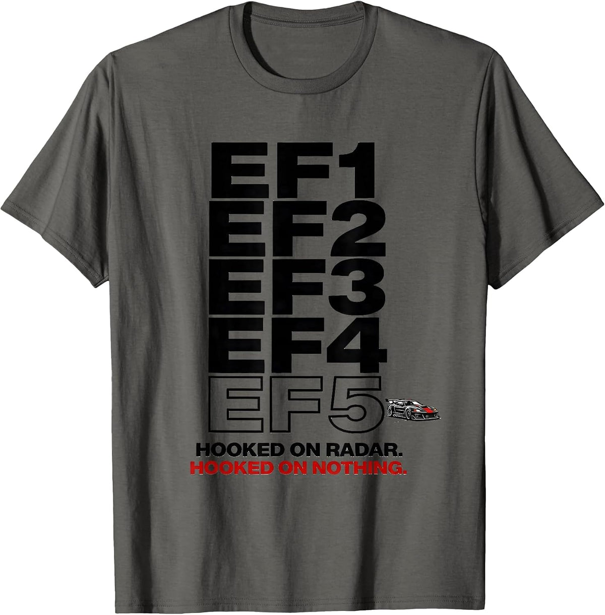 Hooked On Radar Hooked On Nothing Funny Storm Chaser T-Shirt - Asphalt Grey
