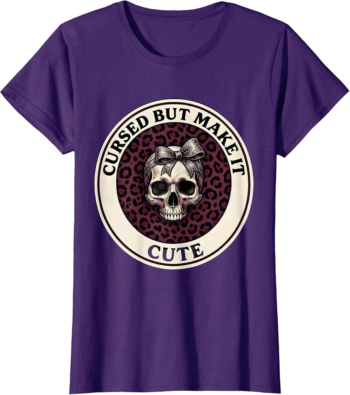 Women's Cursed But Make It Cute Goth Aesthetic Design T-Shirt - Purple