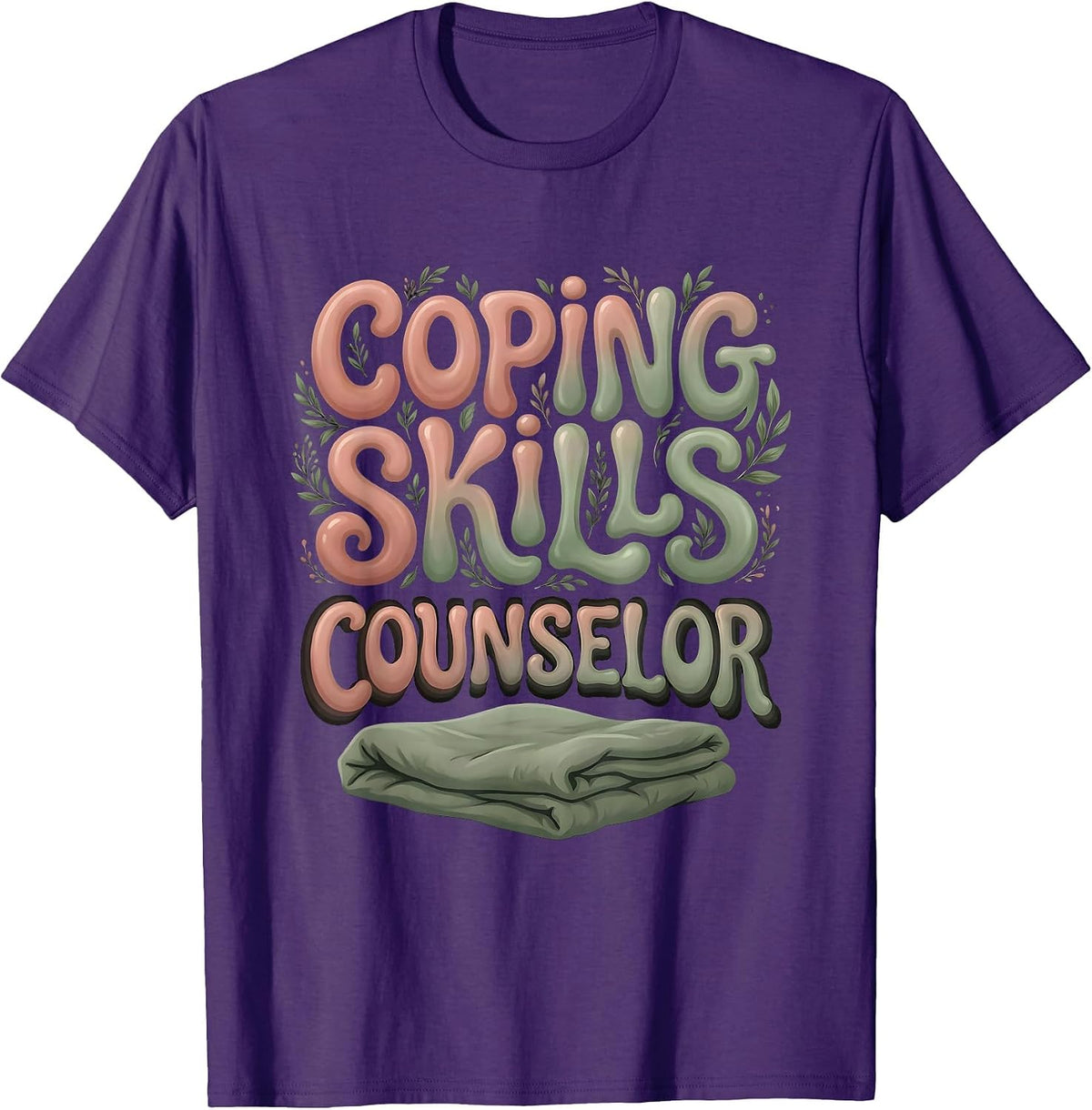 Men's Coping Skills Counselor Boho Typography Mental Health T-Shirt - Purple