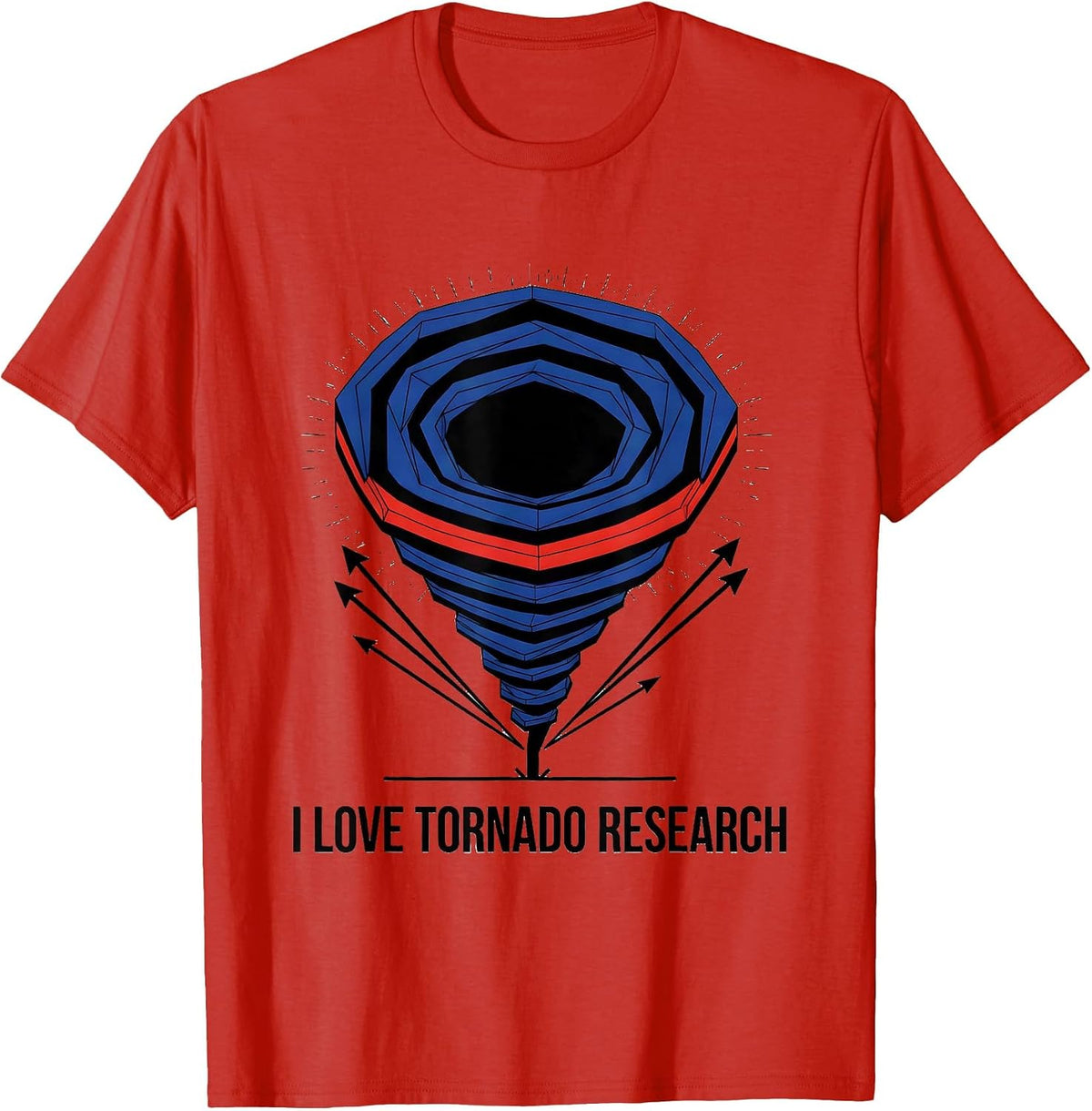 Men's I Love Tornado Research Geometric Storm Chaser Meteorology T-Shirt - Red