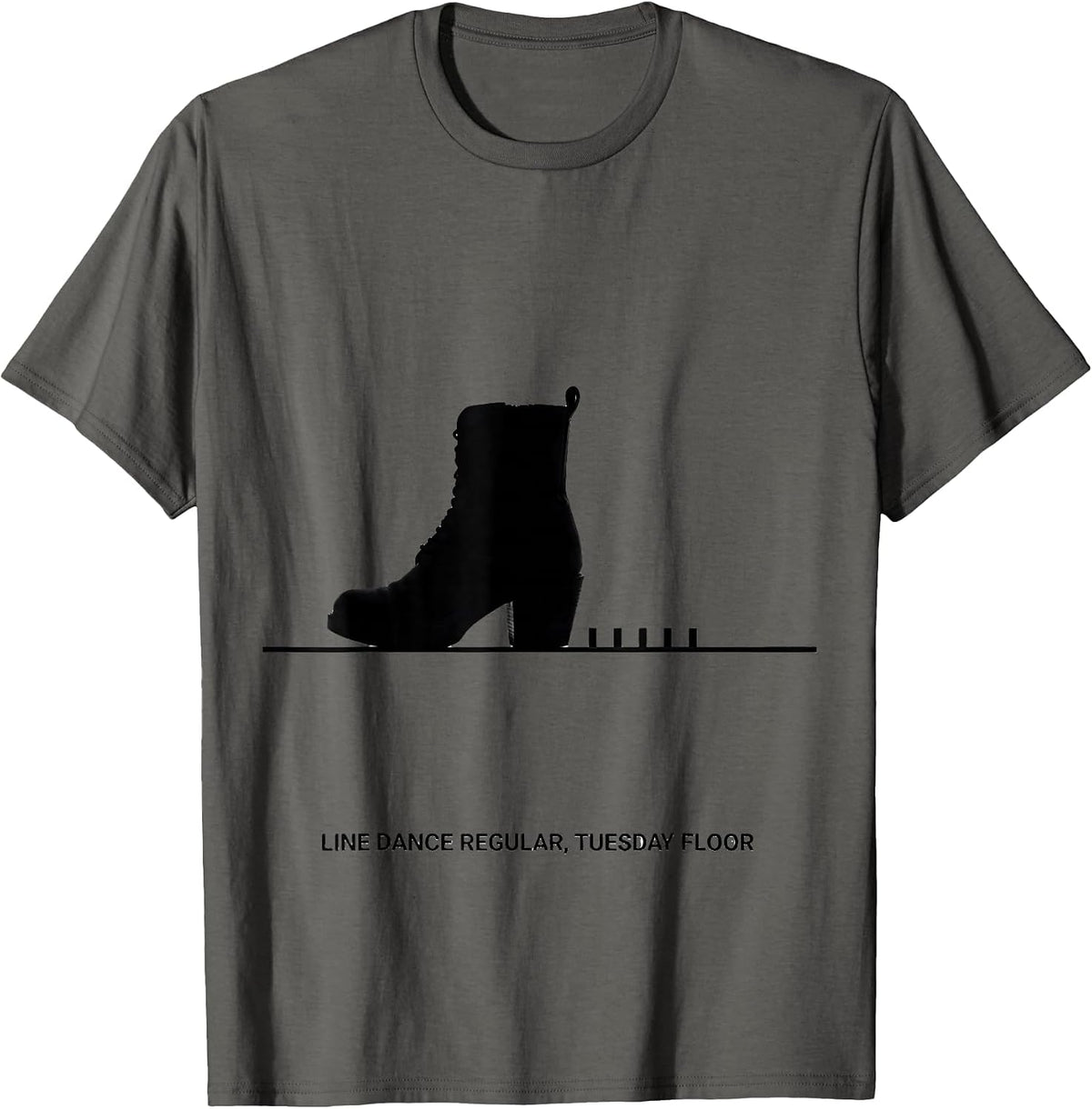 Line Dance Regular Tuesday Floor Funny Dancer Humor T-Shirt - Asphalt Grey
