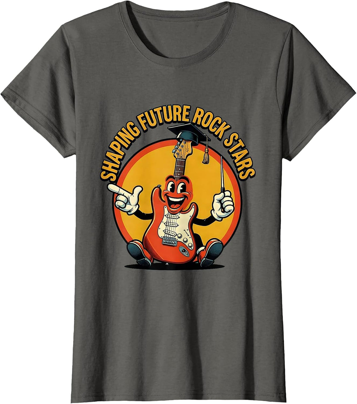 Women's Shaping Future Rock Stars Music Teacher Design T-Shirt - Asphalt Grey