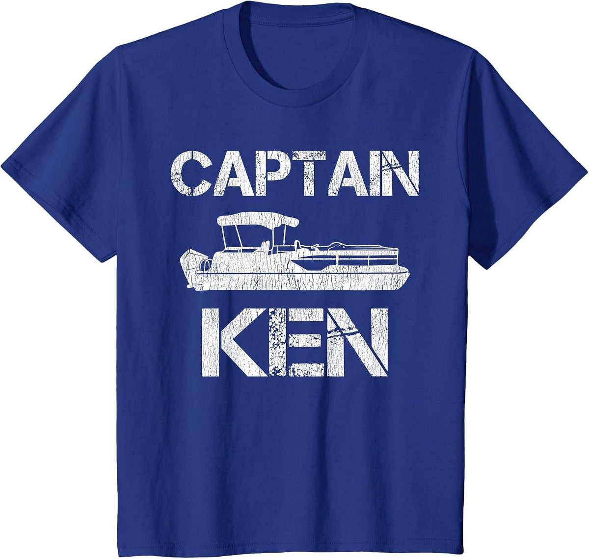 Captain Ken Pontoon Captain Funny Personalized Name Boat T-Shirt - Royal Blue