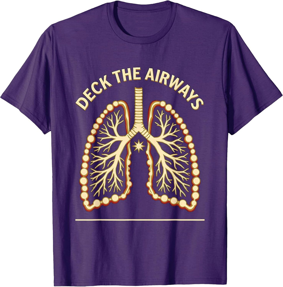 Deck The Airways Screenprint Poster Respiratory Therapist T-Shirt - Purple