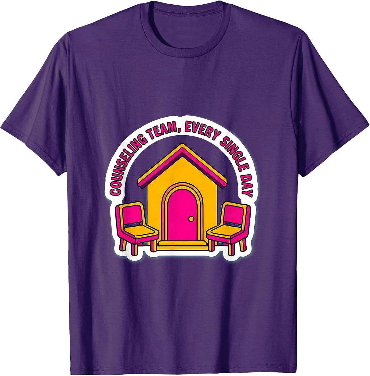 Men's Counseling Team, Every Single Day Groovy Retro School T-Shirt - Purple