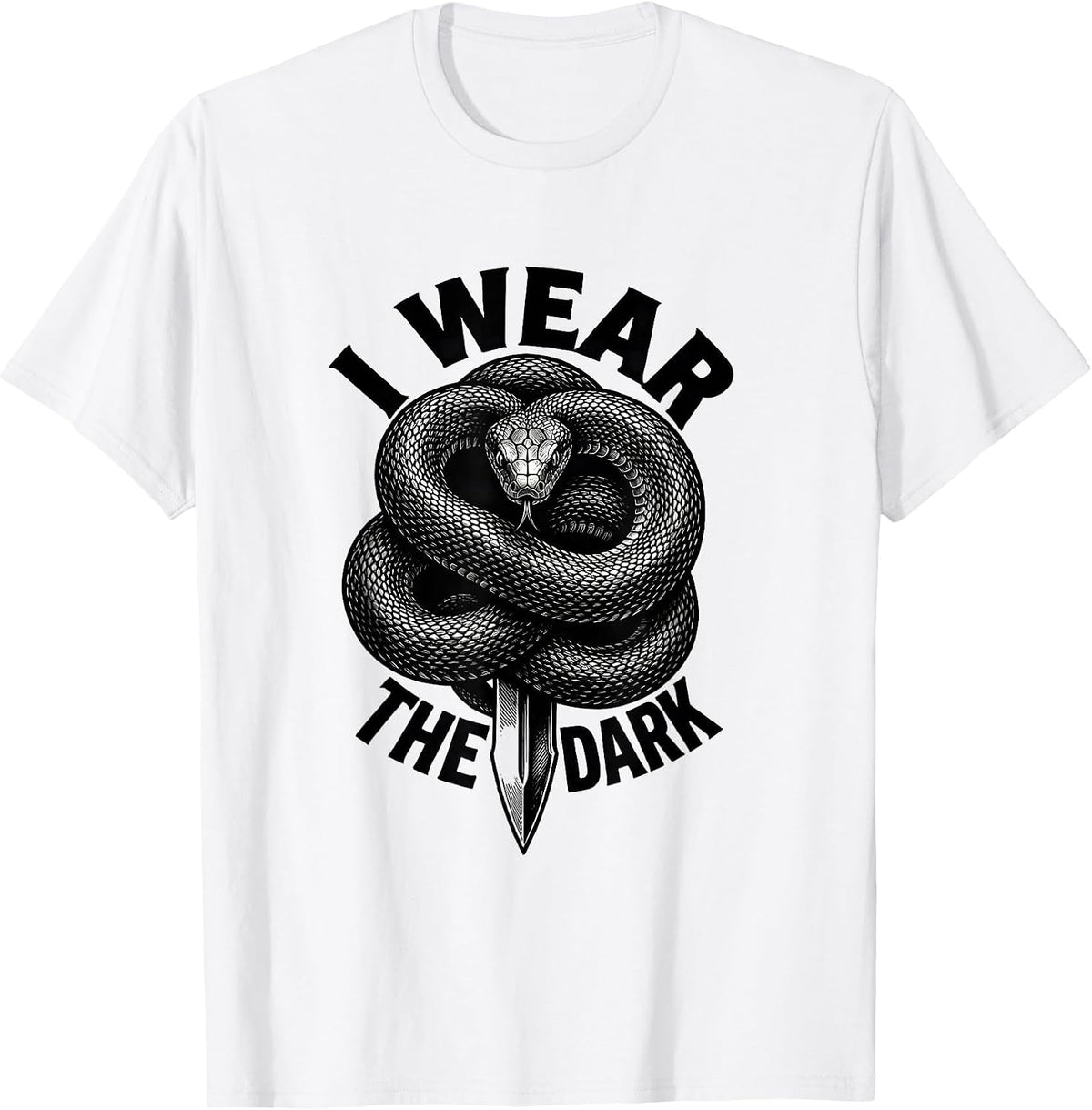 Men's I Wear The Dark Monochromatic Alt Goth Emo Y2K Grunge T-Shirt - White