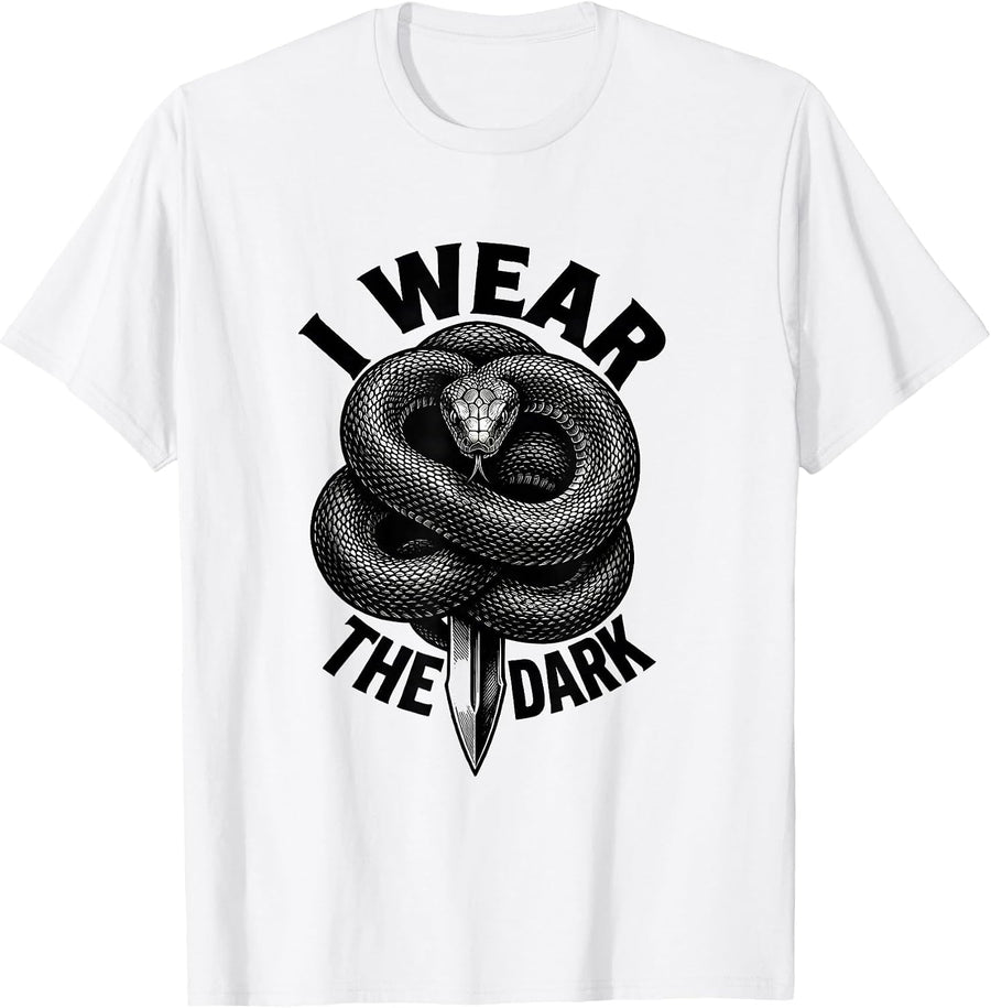 Men's I Wear The Dark Monochromatic Alt Goth Emo Y2K Grunge T-Shirt - White