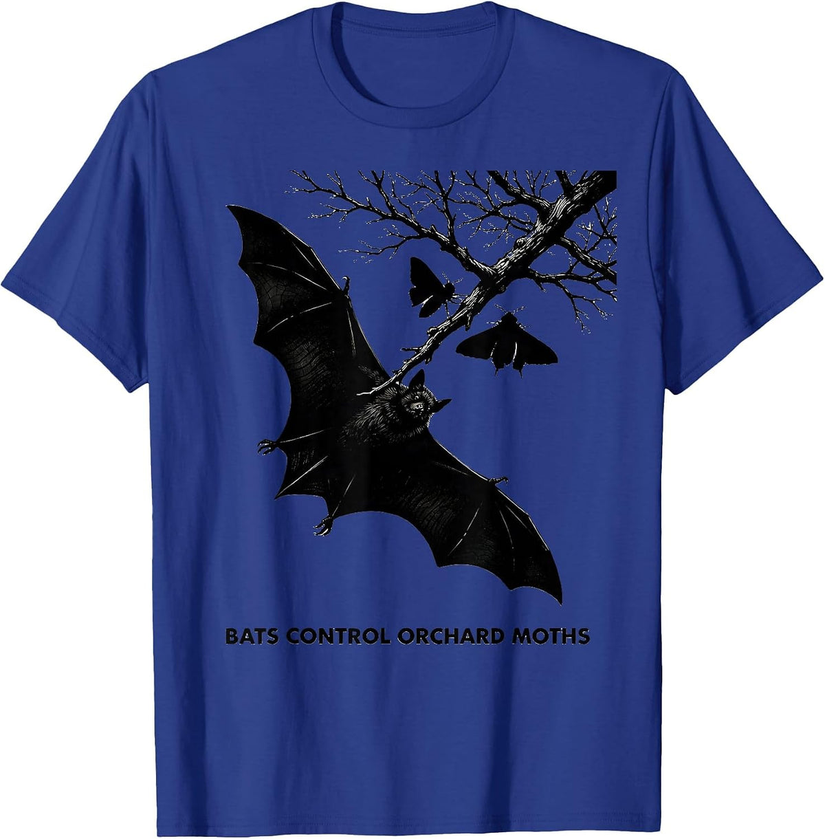 Bats Control Orchard Moths Vintage Bat Lover Halloween T-Shirt - Royal Blue