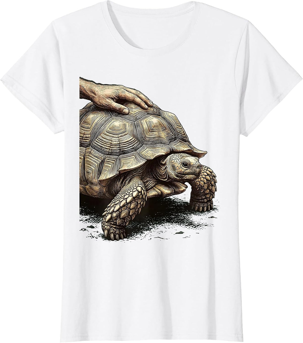 Sulcata Tortoise Portrait Pet Lover Gift T-Shirt - White