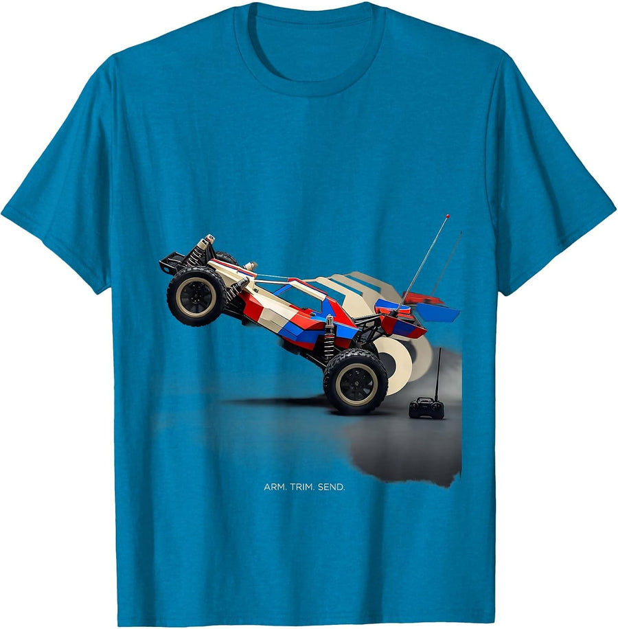 Arm. Trim. Send. Futurist RC Drag Racing Enthusiast Gift T-Shirt - Sapphire Blue