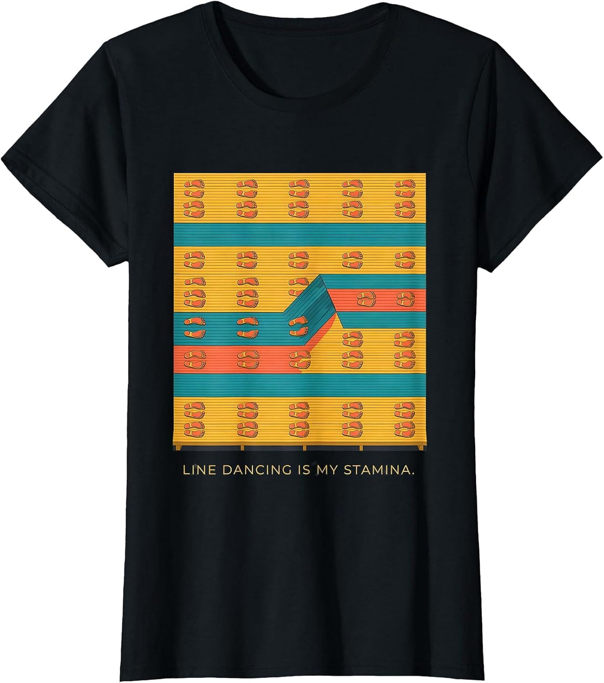 Women's Line Dancing Is My Stamina Funny Line Dance Lover Humor T-Shirt - Black