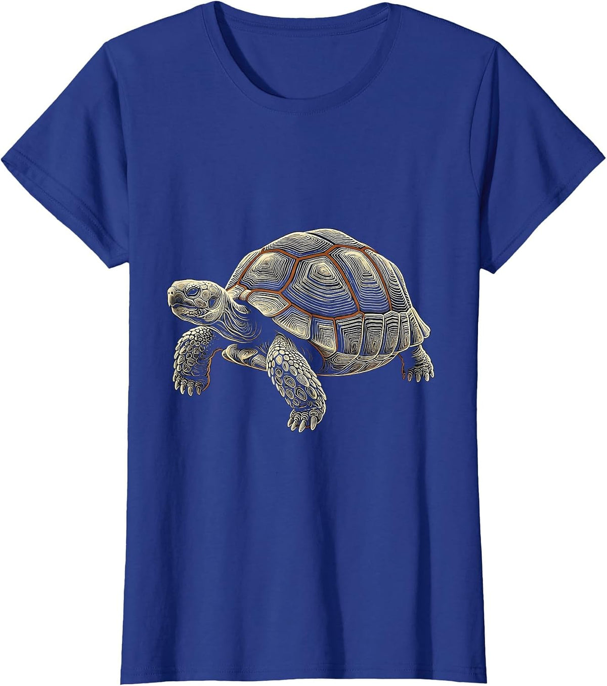 Women's Tortoise Contour Art Turtle Lover Gift T-Shirt - Royal Blue