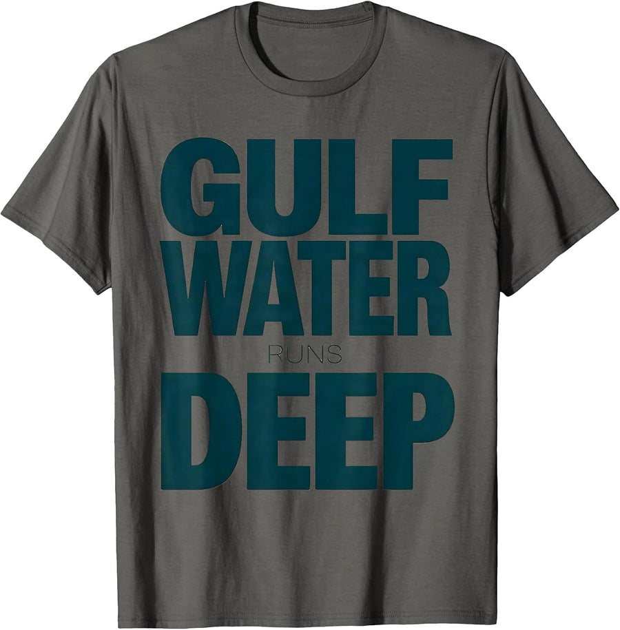 Gulf Water Runs Deep Gulf of Mexico Design T-Shirt - Asphalt Grey