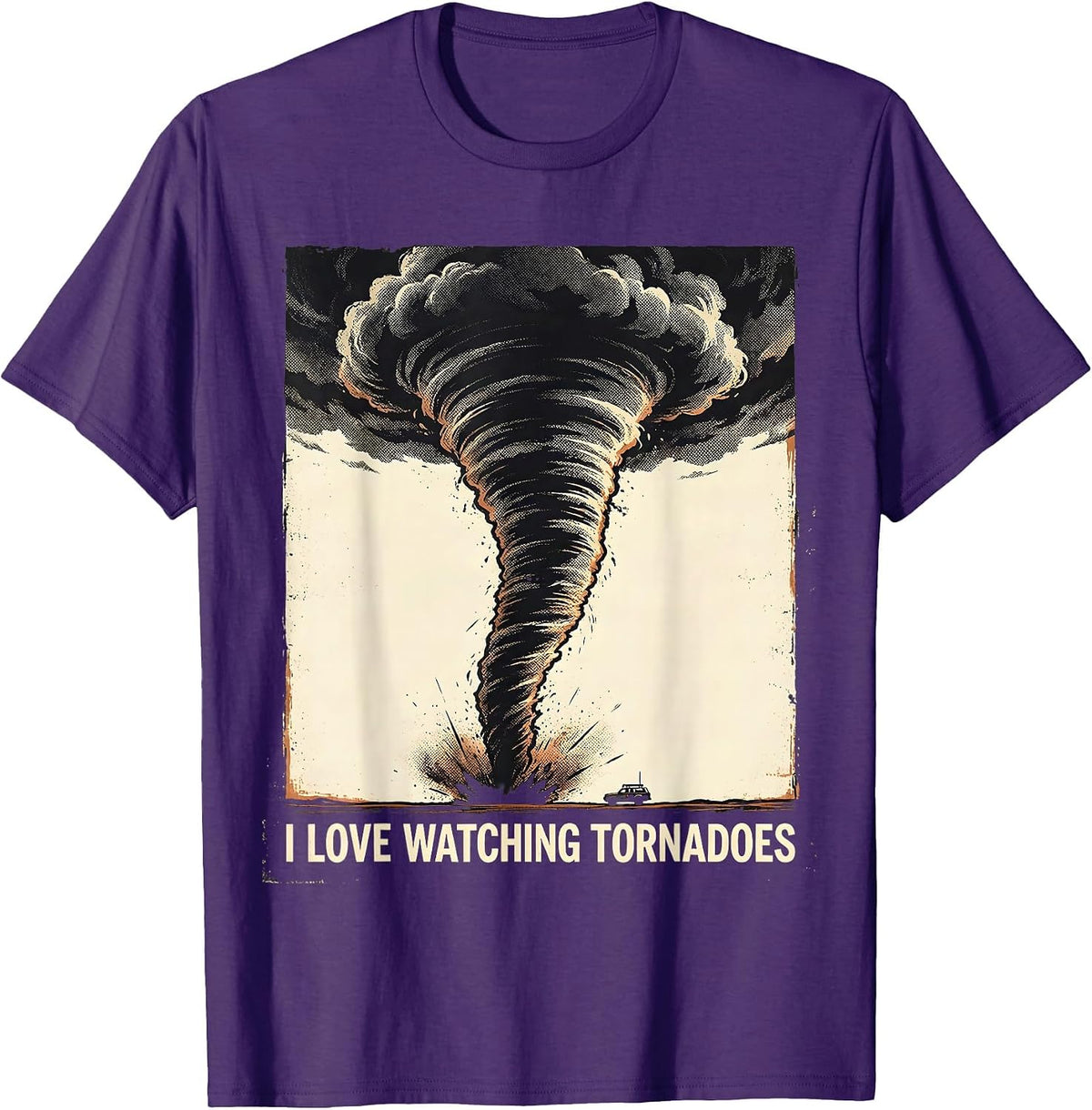 I Love Watching Tornadoes Distressed Storm Chaser T-Shirt - Purple