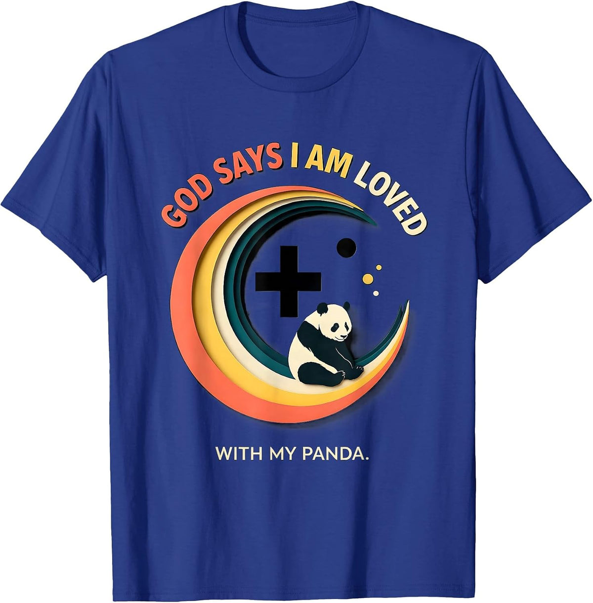 God Says I Am Loved With My Panda Christian Kids Sports T-Shirt - Royal Blue