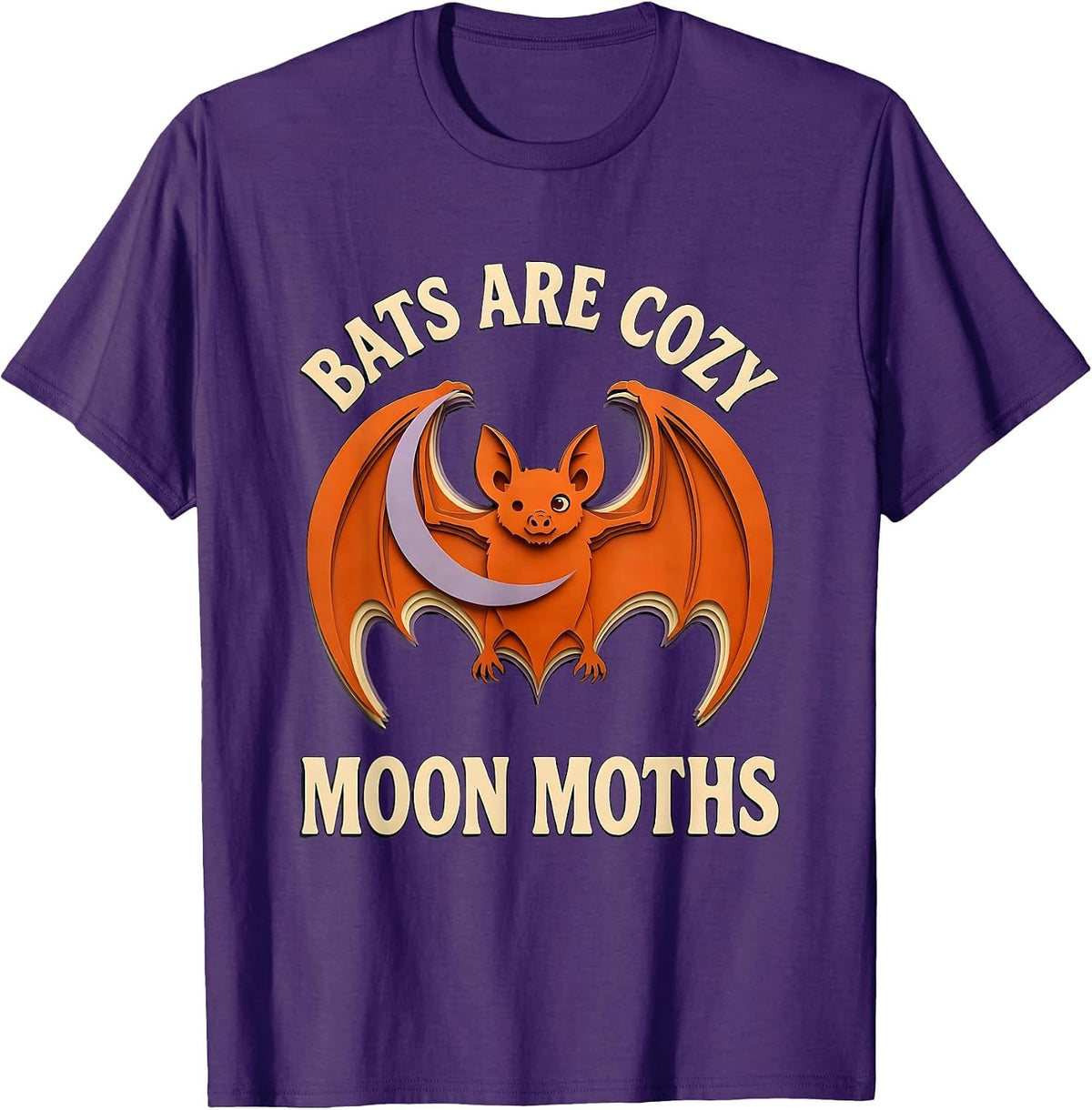 Men's Bats Are Cozy Moon Moths Funny Bat Lover Wildlife Biology T-Shirt - Purple