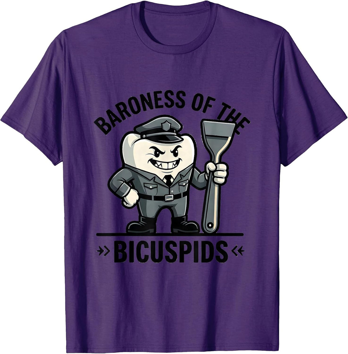 Baroness Of The Bicuspids Funny Dental Hygienist Retro Humor T-Shirt - Purple