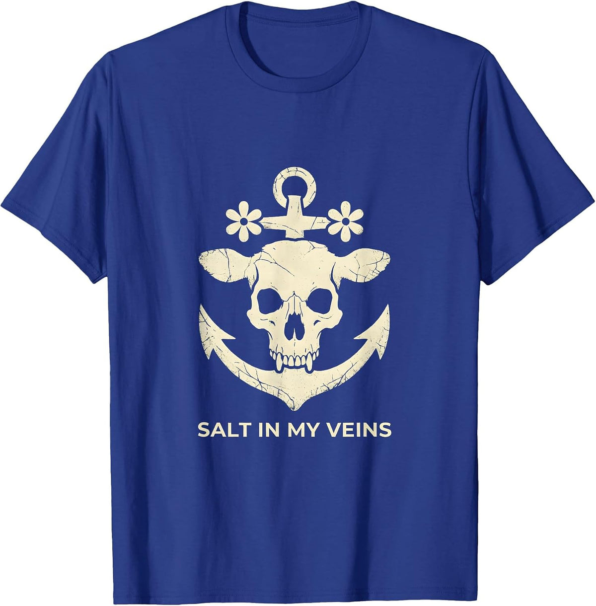 Men's Salt In My Veins Sailor Graphic Design T-Shirt - Royal Blue