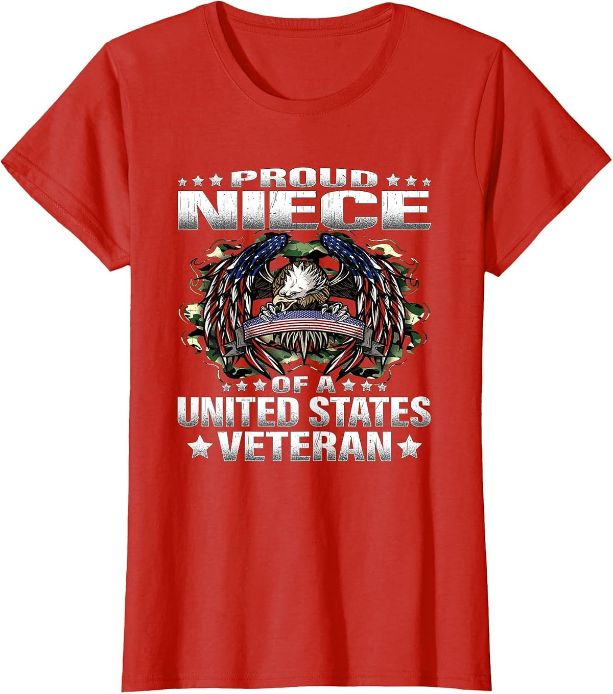 Proud Niece of A United States Veteran Military Vet's Family T-Shirt - Red