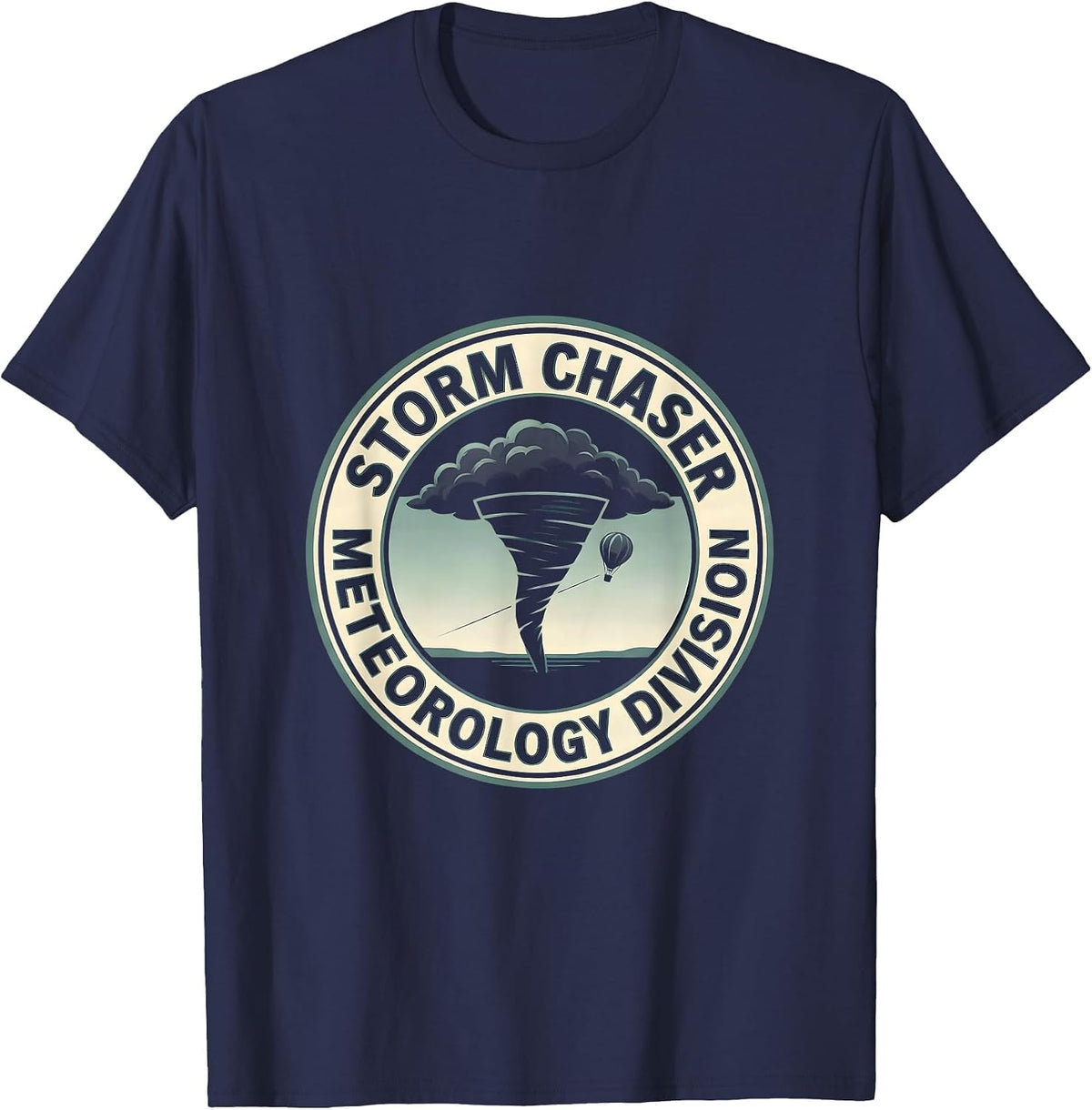Men's Wedge Funnel Silhouette Storm Chaser Meteorology Humor T-Shirt - Navy Blue