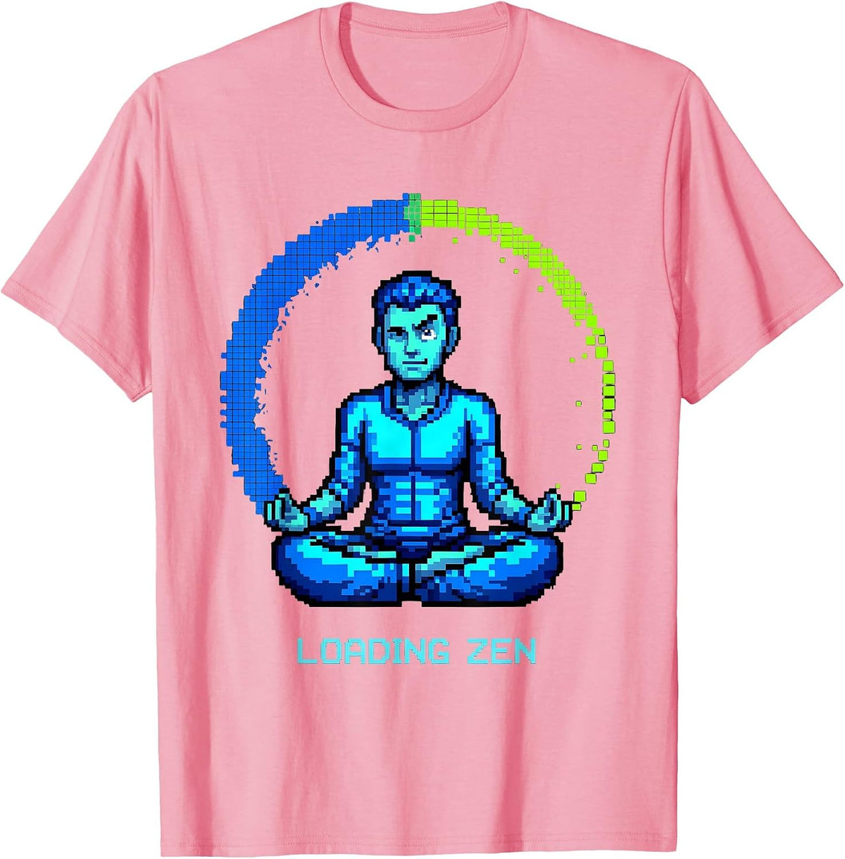 Men's Lotus Progress Pixel Art Yoga Humor T-Shirt - Pink