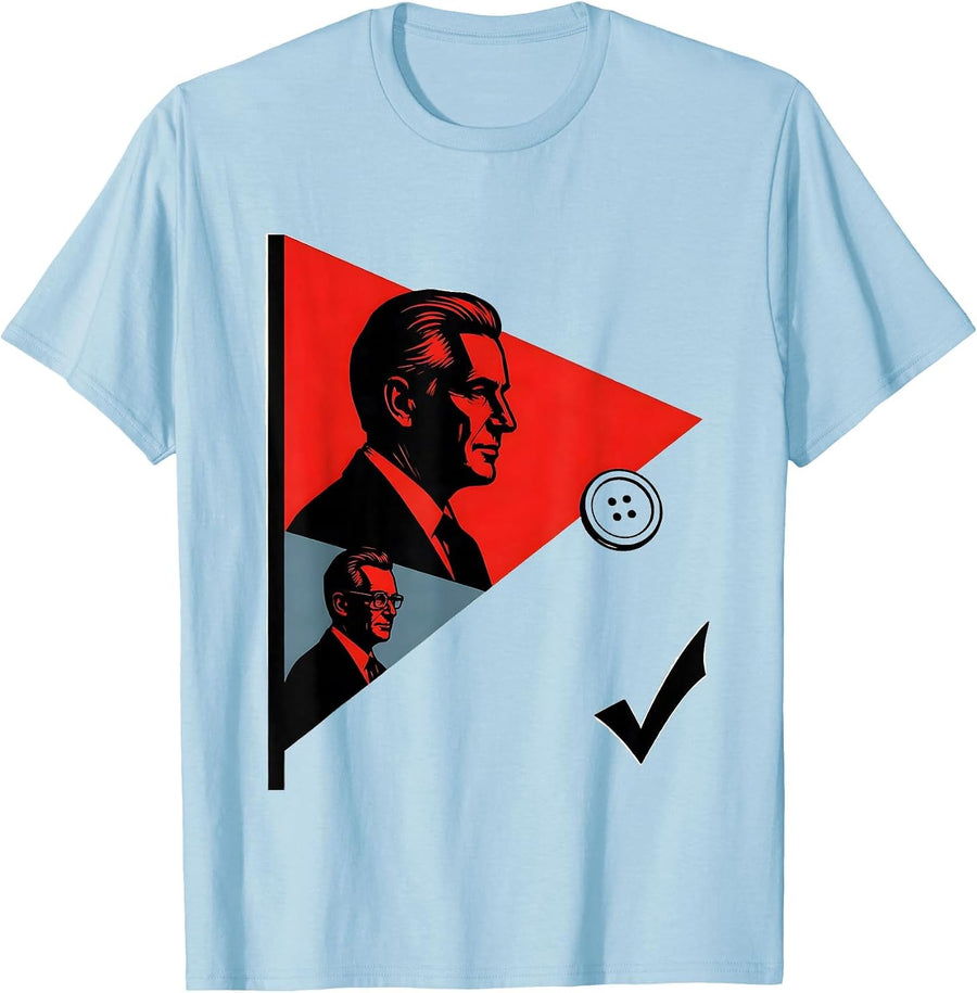 Men's Campaign Pennant Retro Political Nostalgia JFK Souvenir T-Shirt - Baby Blue