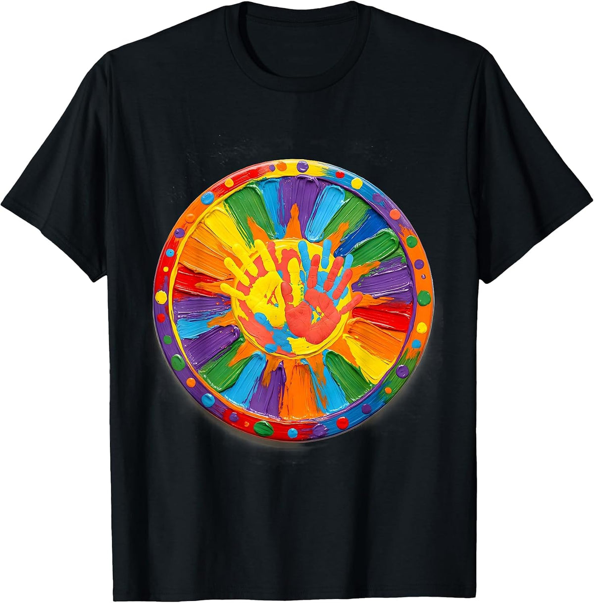 Men's Preschool Teacher Sun Finger Painting Art T-Shirt - Black