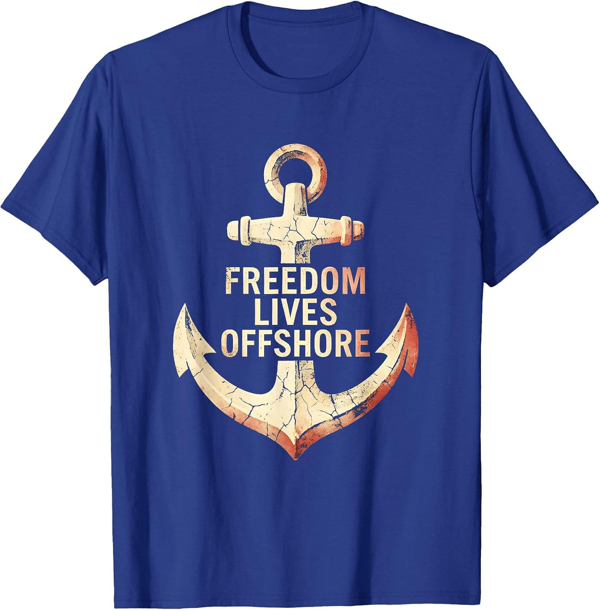 Freedom Lives Offshore Navy Design T-Shirt - Royal Blue