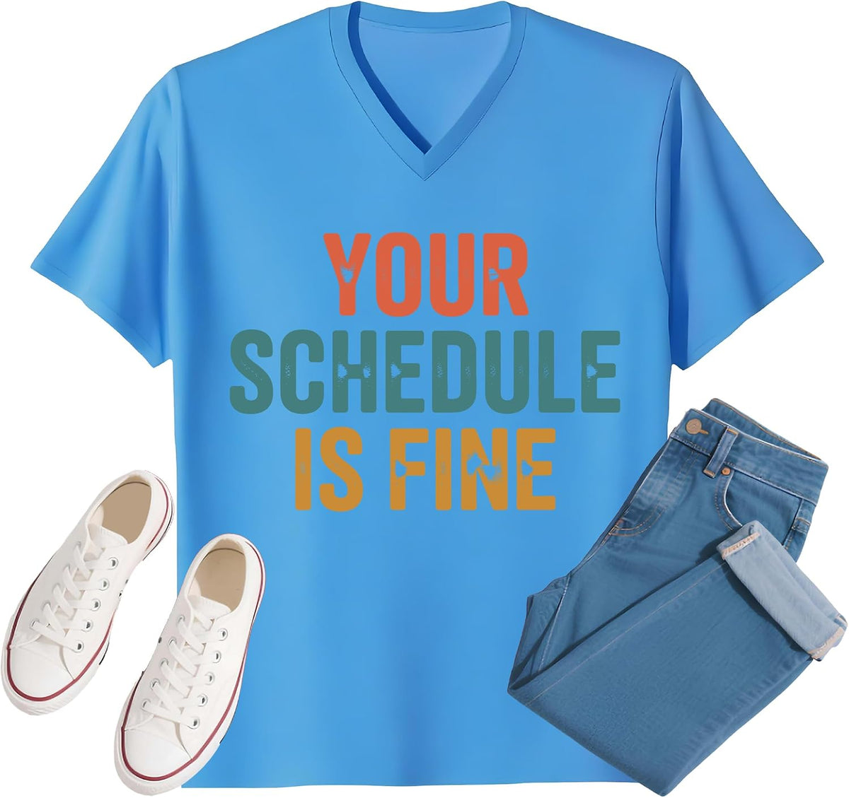 Your Schedule is Fine Shirt Your Schedule is Fine Tshirt Funny School Counselor T-Shirt for Women Men - V-Neck Carolina Blue