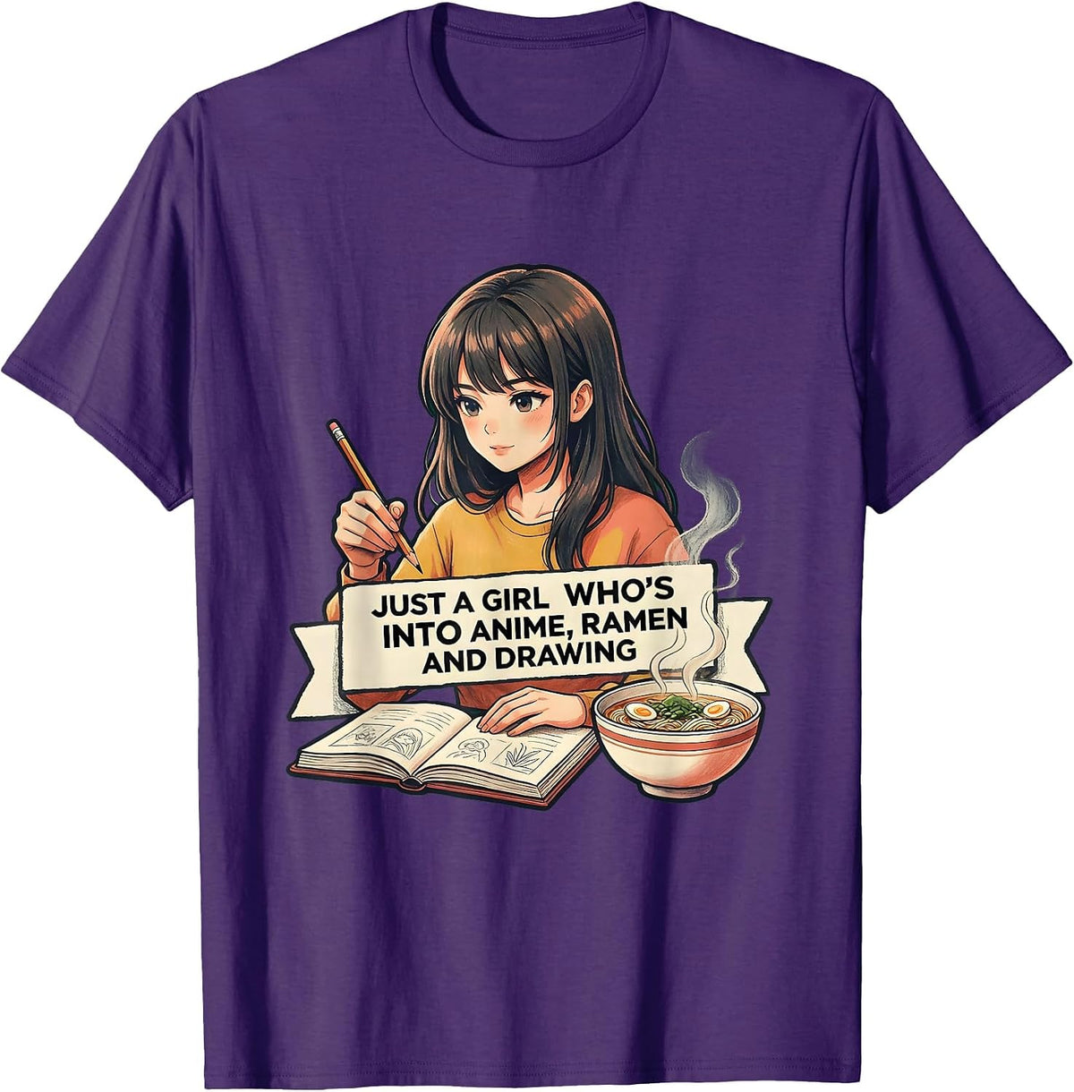 Men's Just A Girl Who's Into Anime Ramen And Drawing Anime Lover T-Shirt - Purple