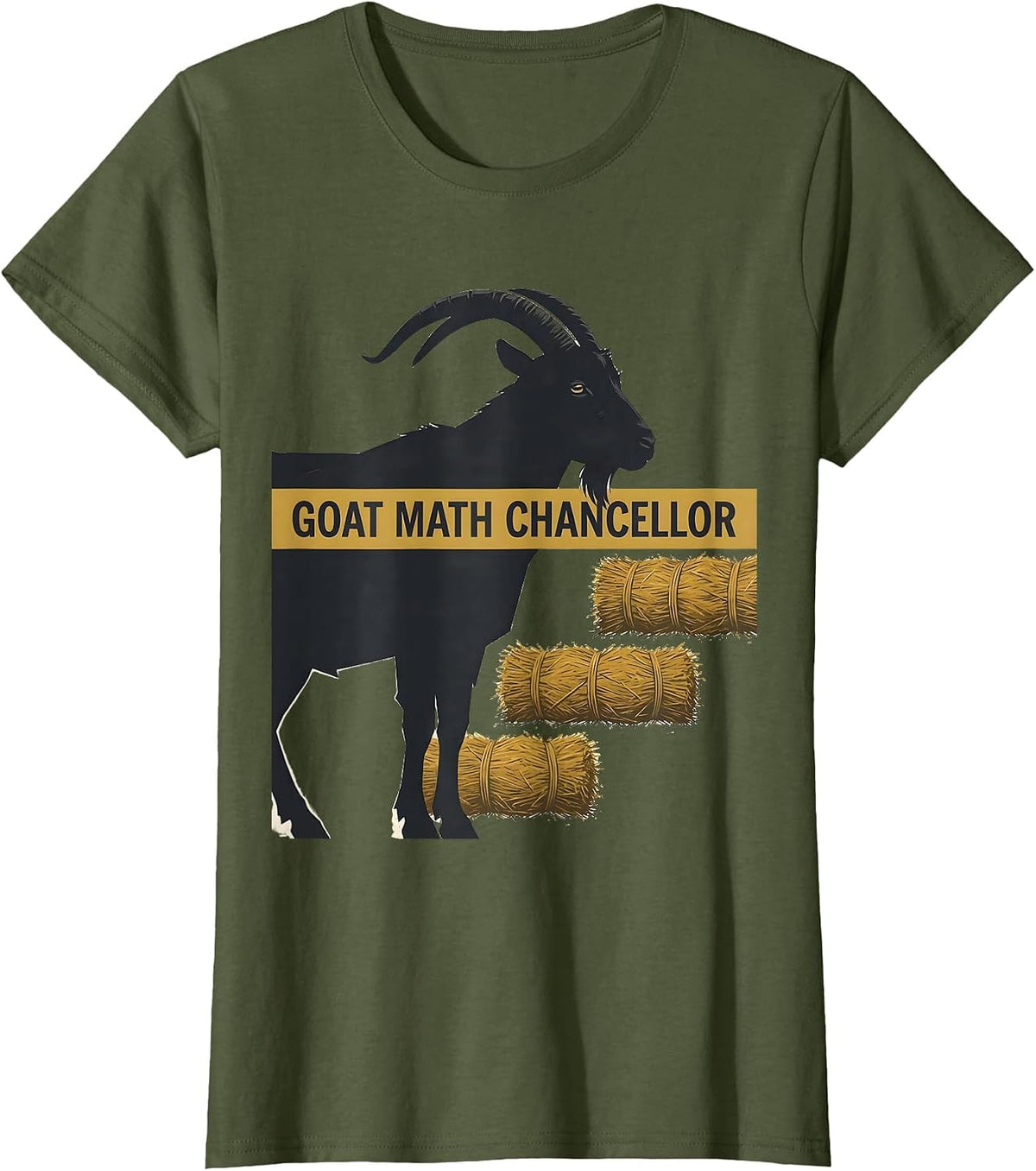 Women's Goat Math Chancellor Funny Goat Owner Farmer Humor T-Shirt - Olive Green