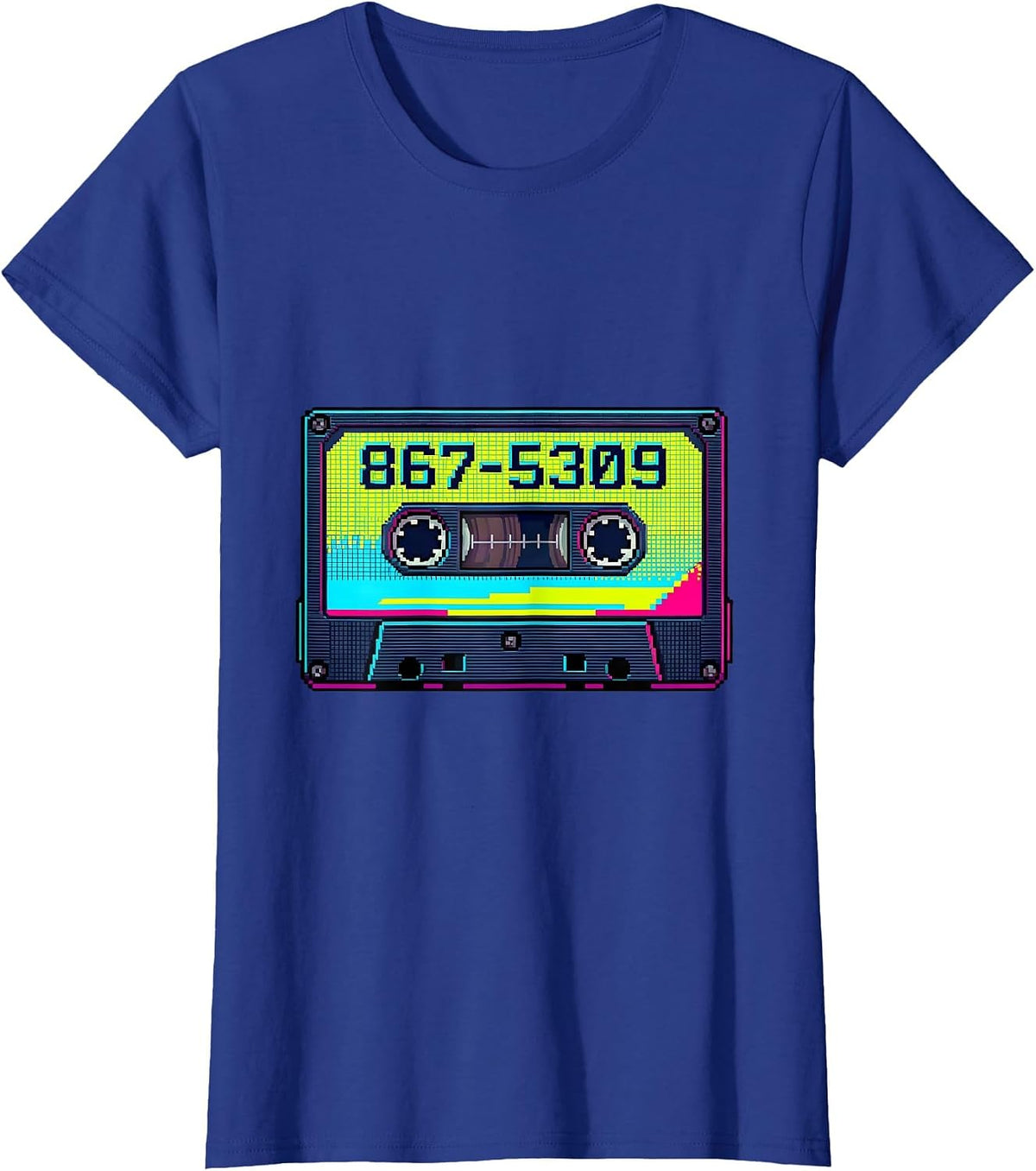 Women's 867-5309 Pixel Art Retro 80s Nostalgia Gen X Gift T-Shirt - Royal Blue