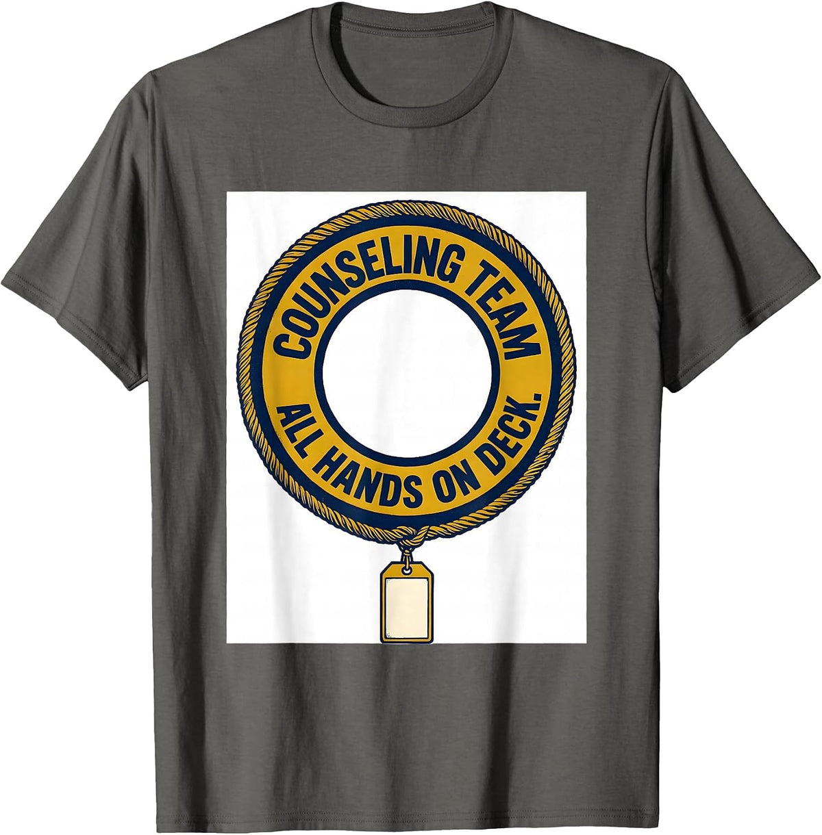 Men's Counseling Team All Hands On Deck Groovy Retro School T-Shirt - Asphalt Grey