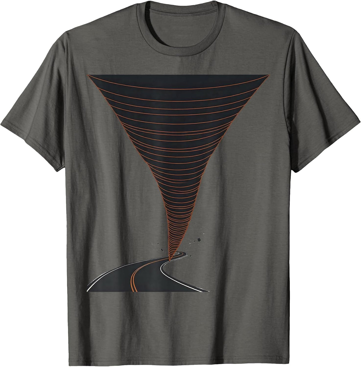 Men's Tornado Funnel Minimalist Storm Chaser Enthusiast T-Shirt - Asphalt Grey