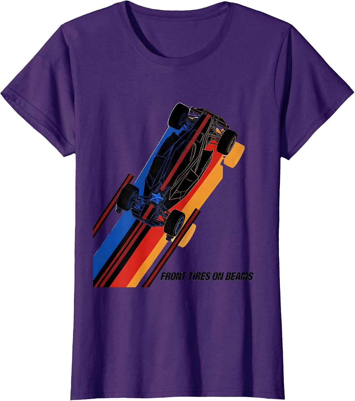 Women's Front Tires On Beams Futurist RC Drag Racing Patriotic T-Shirt - Purple