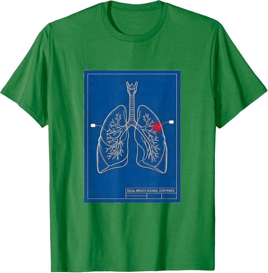 Men's Equal Breath Sounds Confirmed Funny Respiratory Therapist RT T-Shirt - Kelly Green