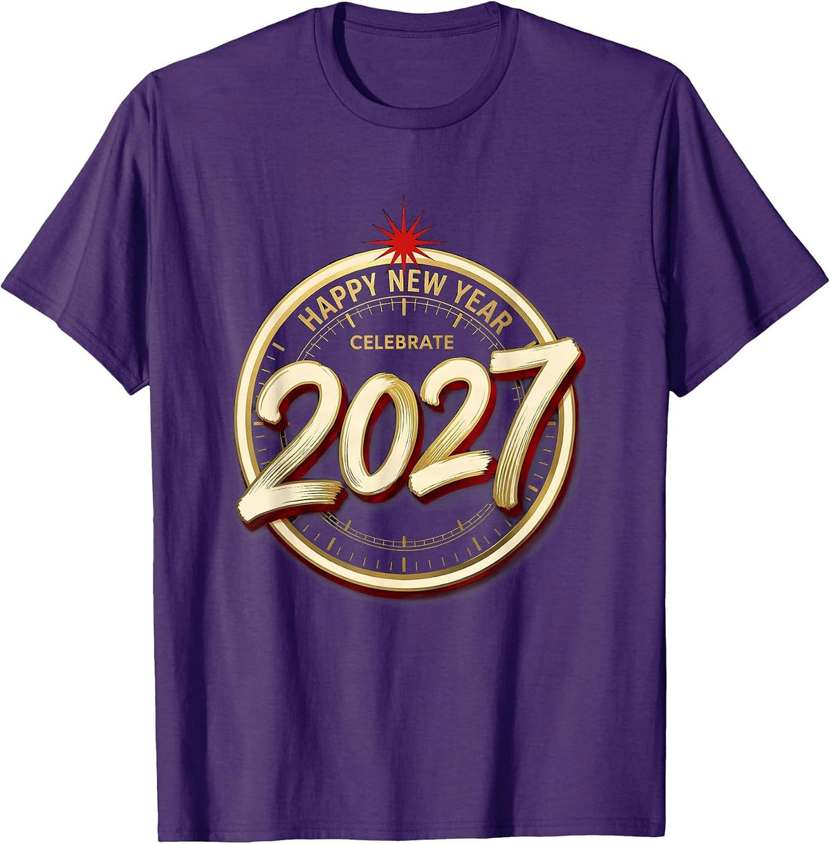 Celebrate 2027 Happy New Year Sign Painter Showcard Family T-Shirt - Purple