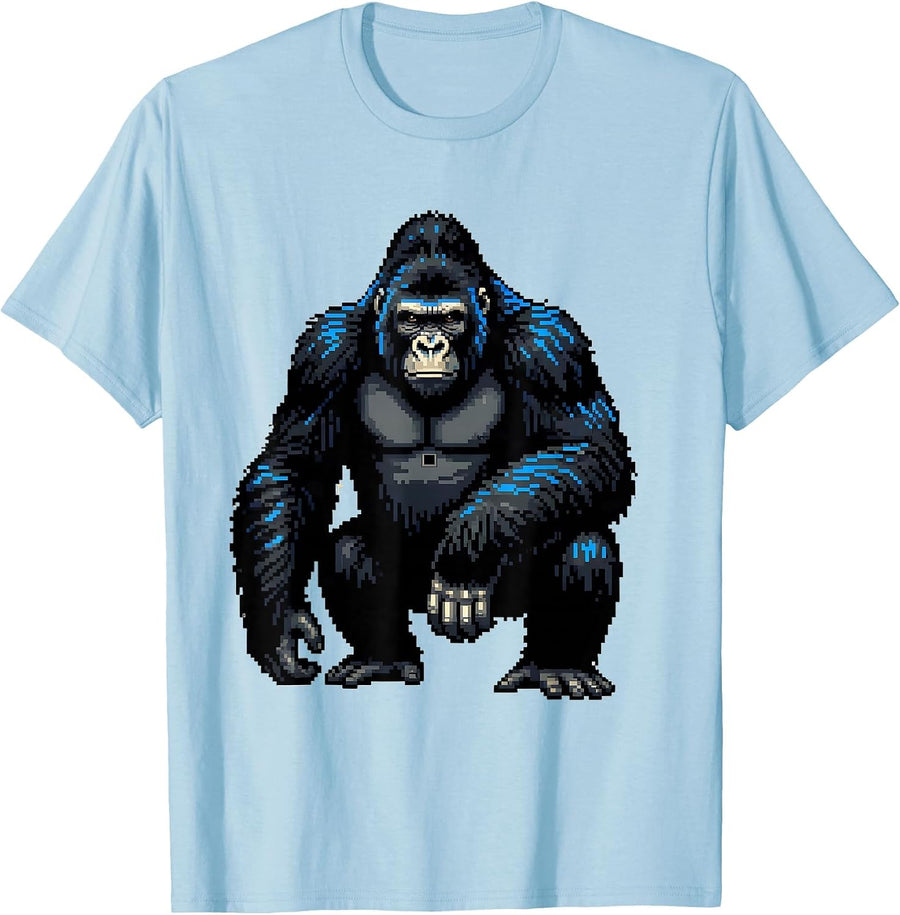 Men's Pixelated Gorilla Halloween Costume Meme Humor T-Shirt - Baby Blue