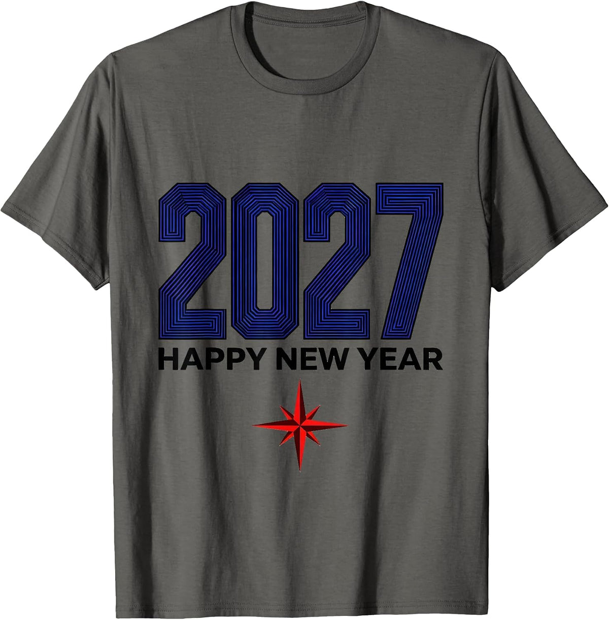 Happy New Year 2027 Geometric Party Host Family Matching T-Shirt - Asphalt Grey
