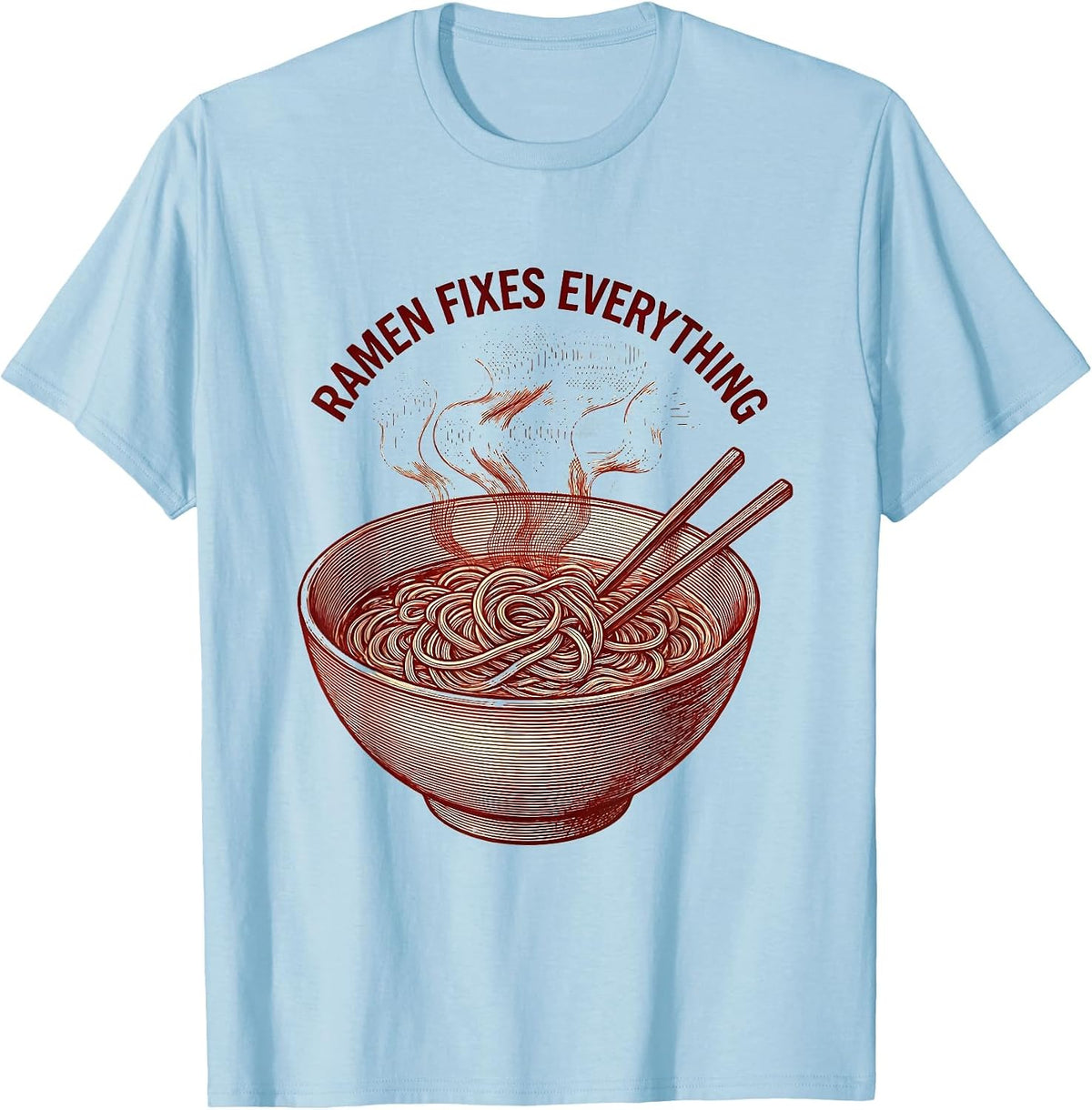 Men's Ramen Fixes Everything Japanese Food Design T-Shirt - Baby Blue