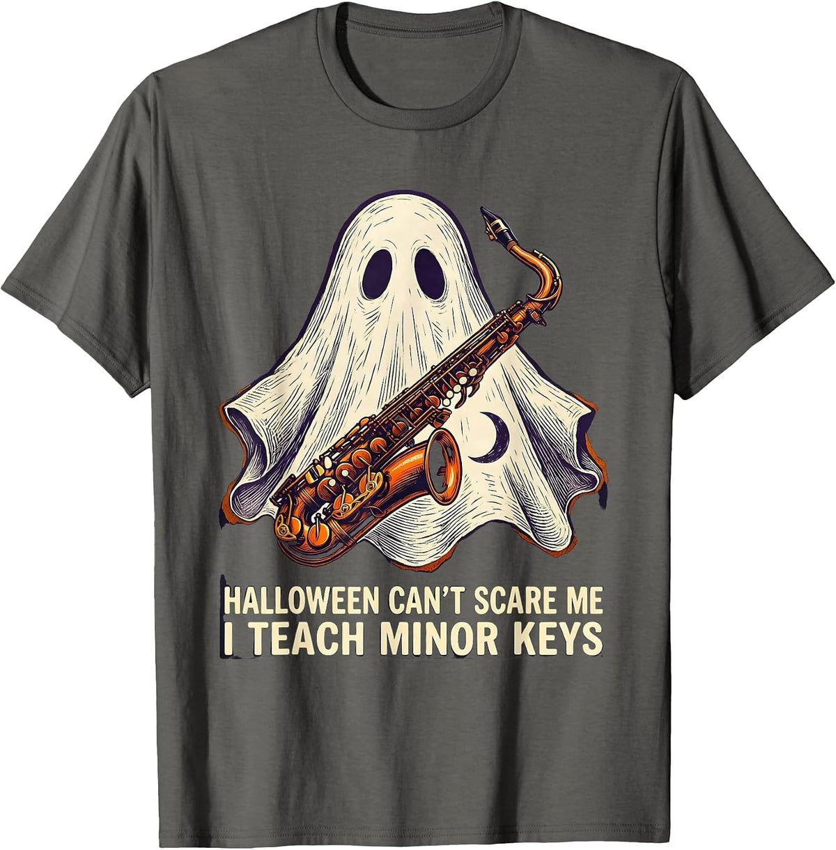 Halloween Can't Scare Me, I Teach Minor Keys Teacher T-Shirt - Asphalt Grey